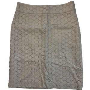 Willi Smith‎ Pencil Skirt Size 8 Cream Color Eyelet Lace Fully Lined Business